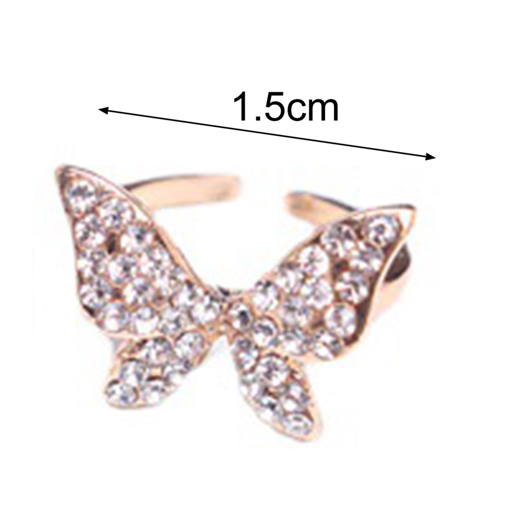 Hu Hu Hu Hu Hu Alat Bantu Pasang Kacamata♡ Cincin Bentuk Kupu-Kupu Sparkling Bahan Alloy Tahan Karat Untuk Wanita