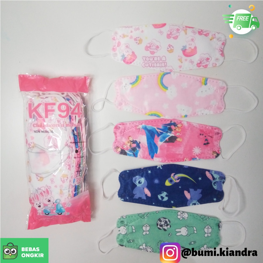 Masker Anak KF94 Isi 20 Pcs Perempuan (Girls)