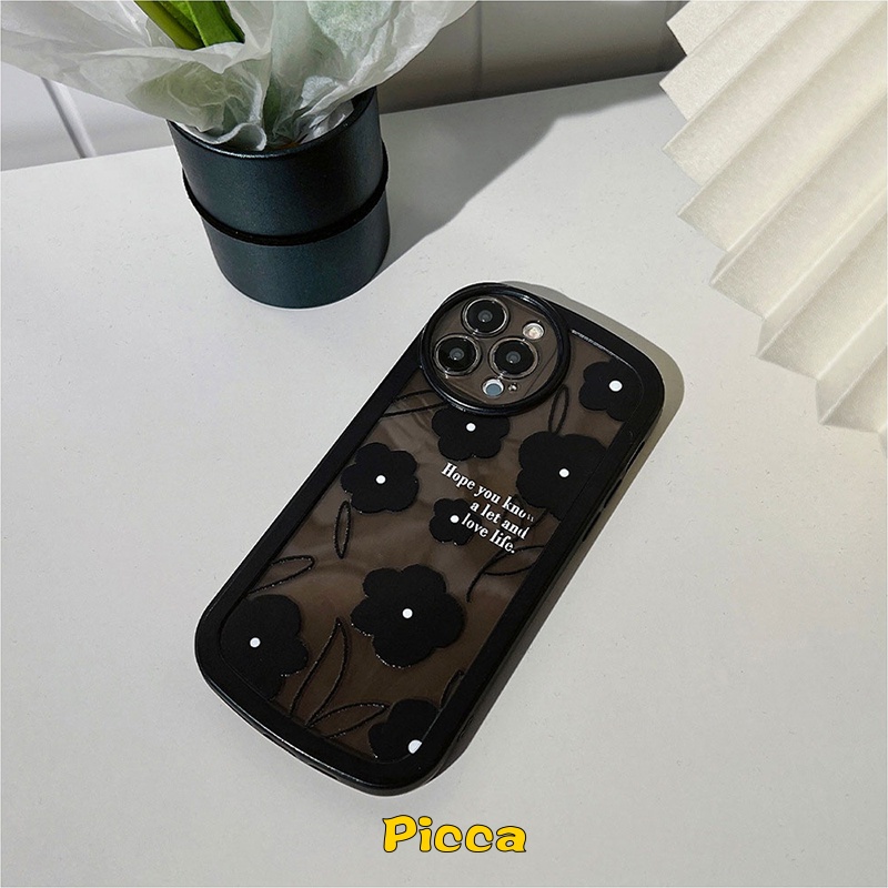 Soft Case TPU Motif Bunga Hitam Untuk Redmi 10A 10 9A 9 10C 9T 9C NFC Note 11pro 8 9s 9pro 11 10 10s 10pro