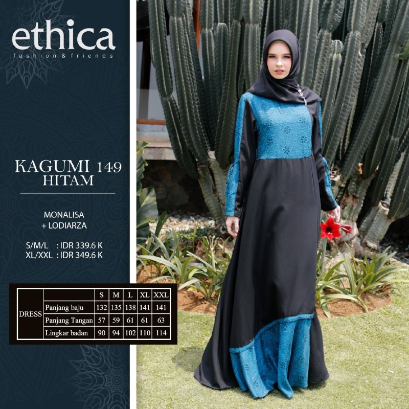 Gamis Katun Monalisa Dewasa ETHICA KAGUMI 149 HITAM