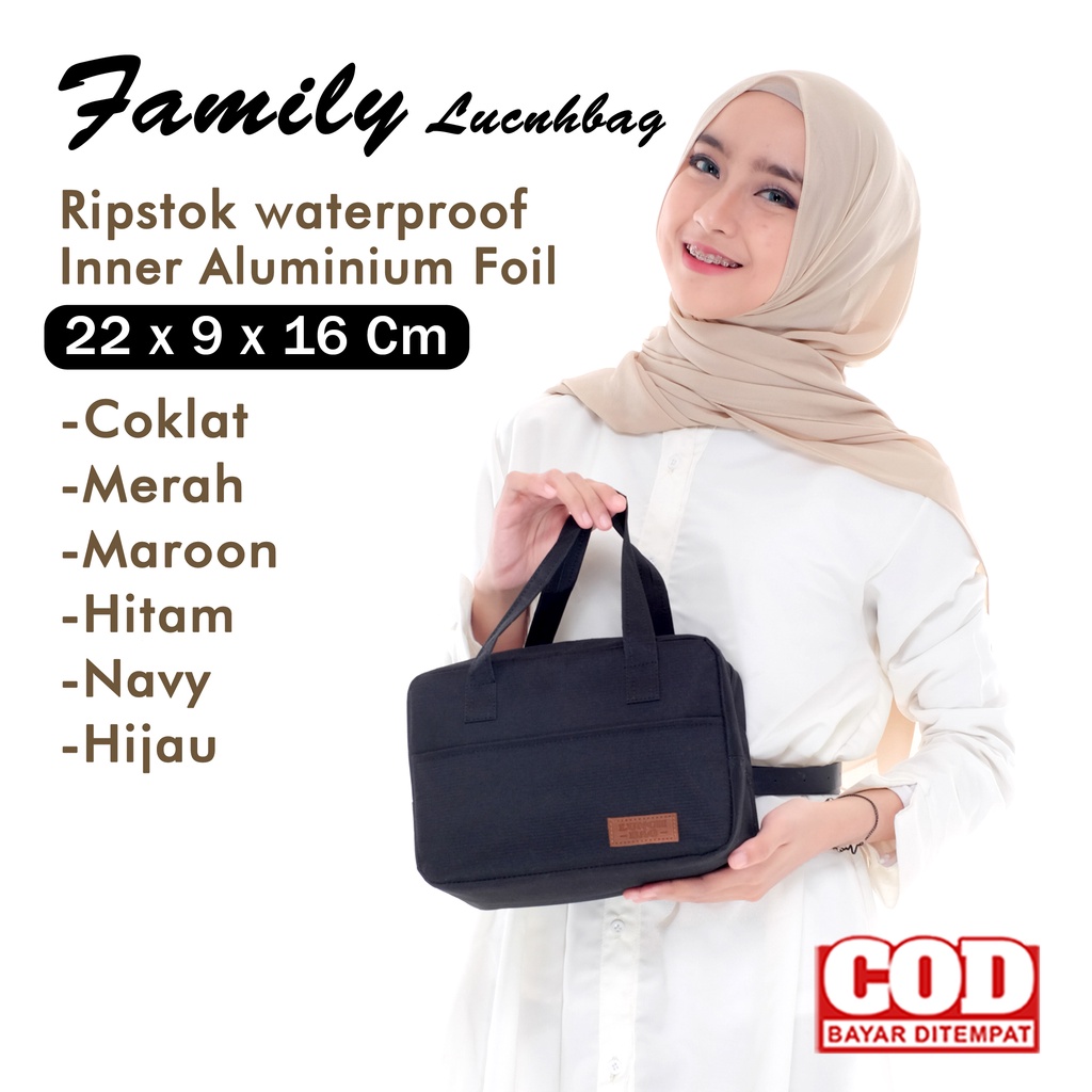 Tas bekal makanan tenteng Lunch Box Set Lunchbag Polos Cooler Bag Aluminium Foil Tempat Penyimpanan Makanan