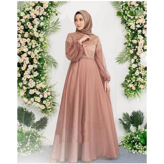 Anggun maxi dress brukat wanita muslimah