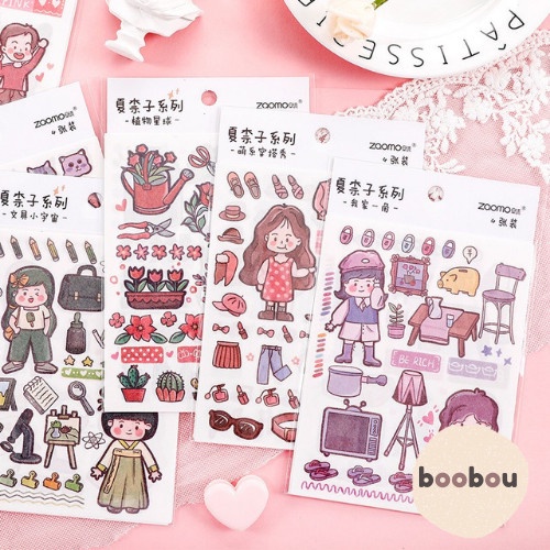 

Isi 4 Lembar Girl Sticker Cute Korean Dekoratif Stiker Colorful KAWAII