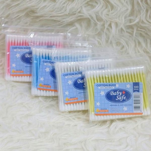 Baby Safe Cotton Bud 100 Sticks Reguler Tip Anti Bacteria Refill