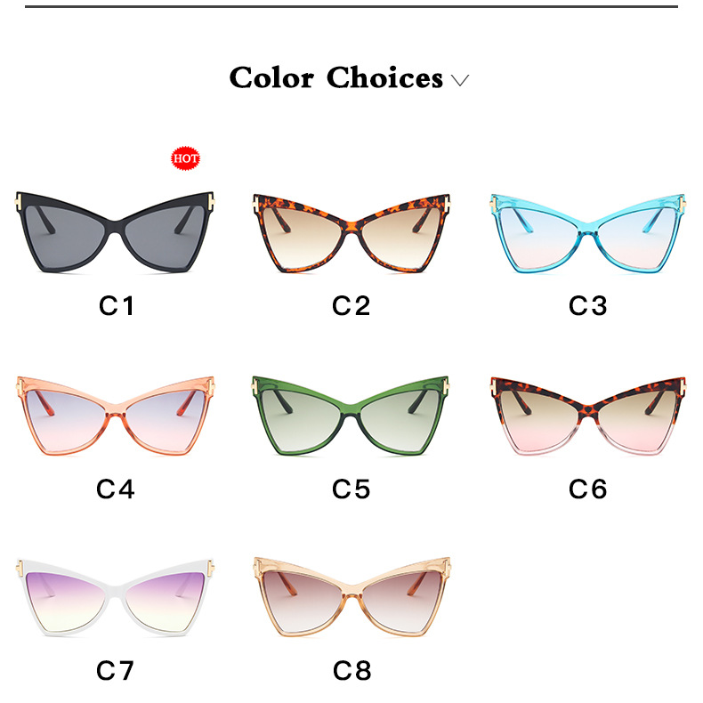 【YUZHU】COD Segitiga baru Cat Eye Oversized Frame Gradient Ocean Color Sunglasses untuk Wanita