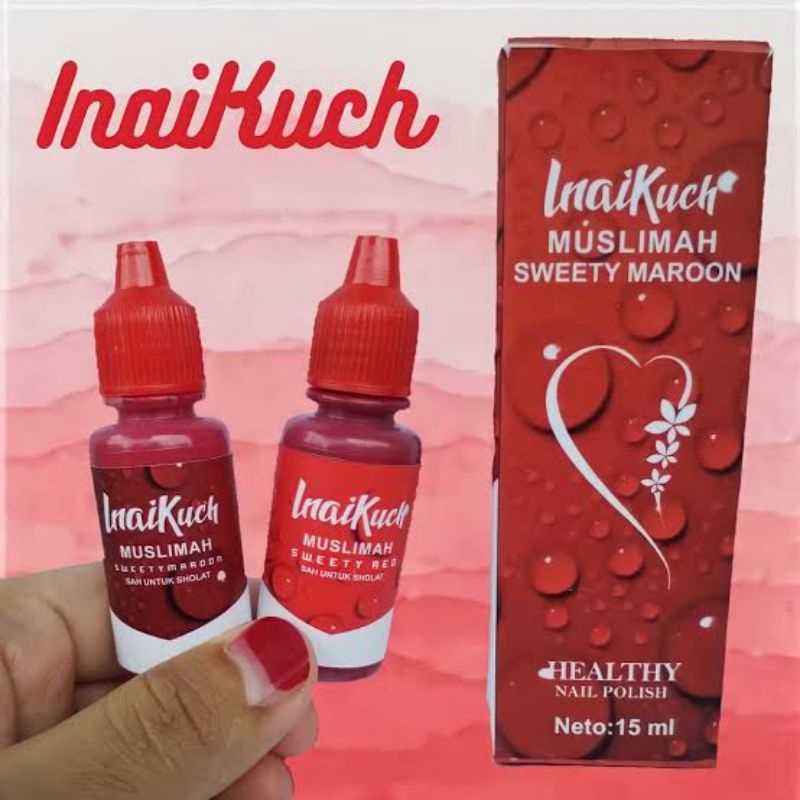 [3 warna] - Inai Kuch Muslimah/ InaiKuch nail kutek kuku 15ml sweety red/ maroon/ pink