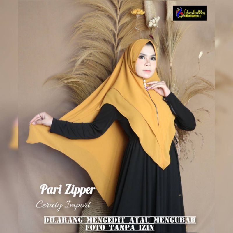 Khimar Ceruty Import Pet Antem 2 layer Pari Zipper original Nurdaffa / jilbab ceruty / HIJAB ceruty
