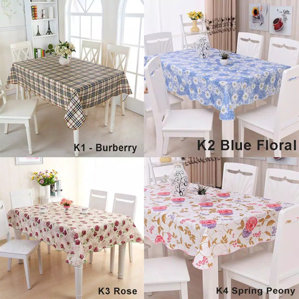 (LARGE SIZE) Taplak Meja Makan anti air Waterproof Alas PVC / Square Table Clothes 137x183cm MURAH