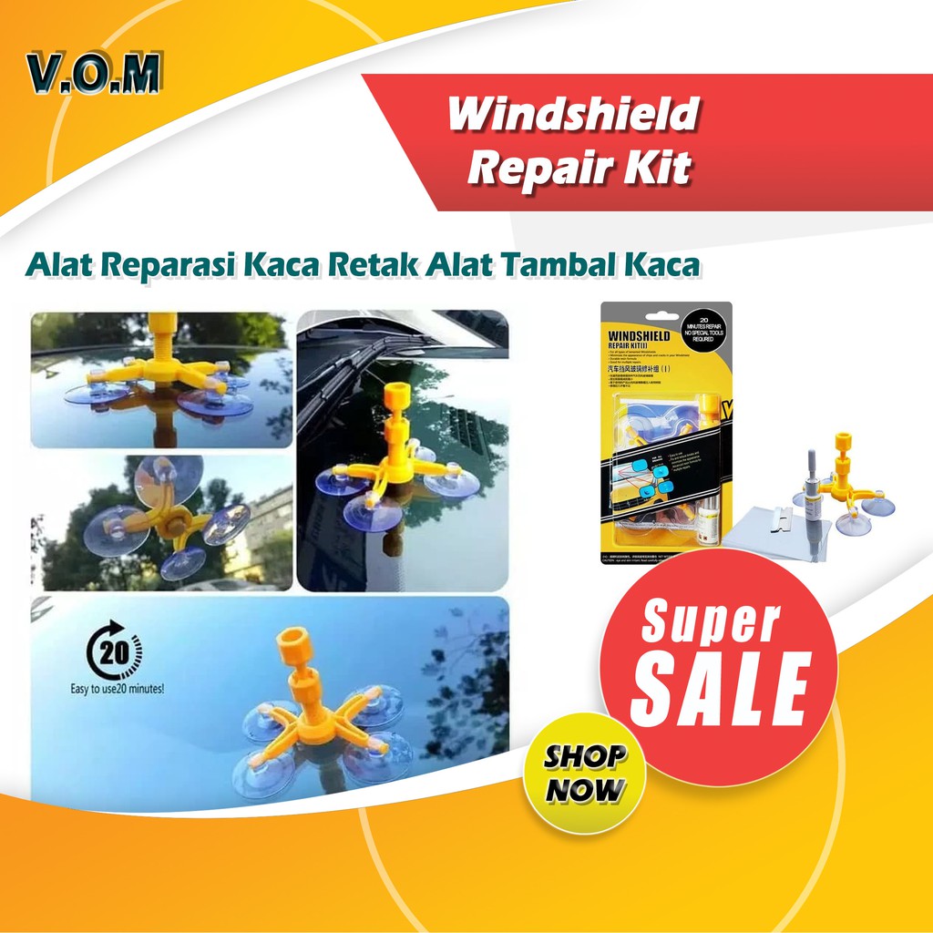 VOM - Windshield Repair Kit Alat Reparasi Kaca Retak Alat Tambal Kaca 0643