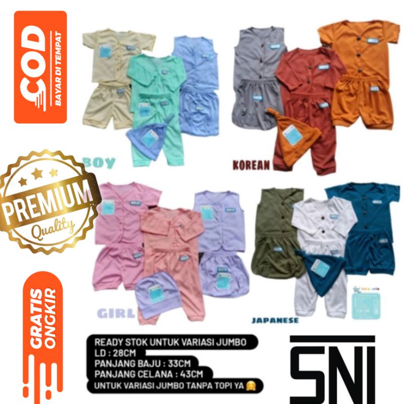 Paket hemat stelan baju celana bayi baru lahir - kado set celana bayi hemat - pilih variasi warna-Newborn-Jumbo  SNI 6pcs/3stel promo 8.8