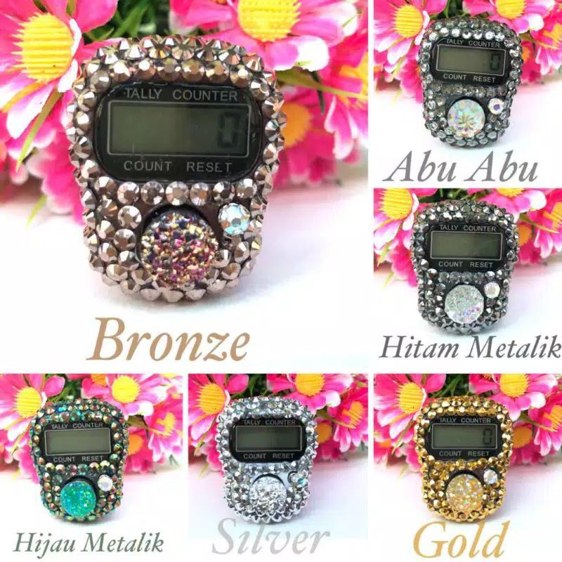 POLOS SWAROVSKI* Tasbih digital blink polos Non LED swarovski Alat Hitung Dzikir Souvenir Cantik