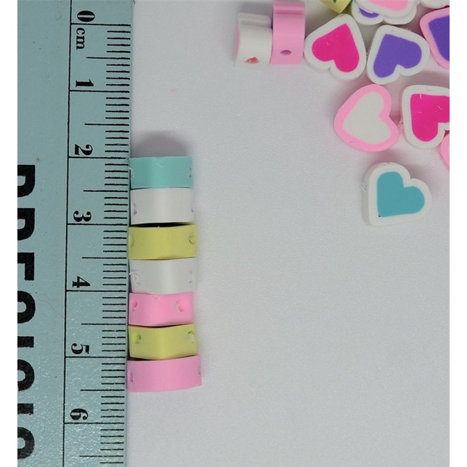 30Pcs / Lot Manik-Manik Spacer Polymer Clay Bentuk Hati Warna Campur 10mm Untuk Membuat Perhiasan Handmade DIY