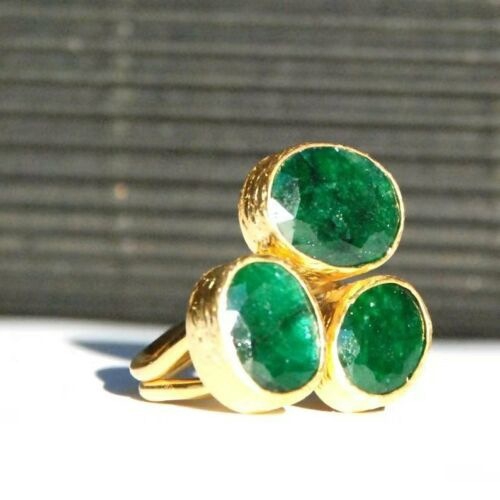 Cincin Wanita Ukuran 5-12 Gaya Retro Aksen Emerald Untuk Pernikahan Dan Pertunangan