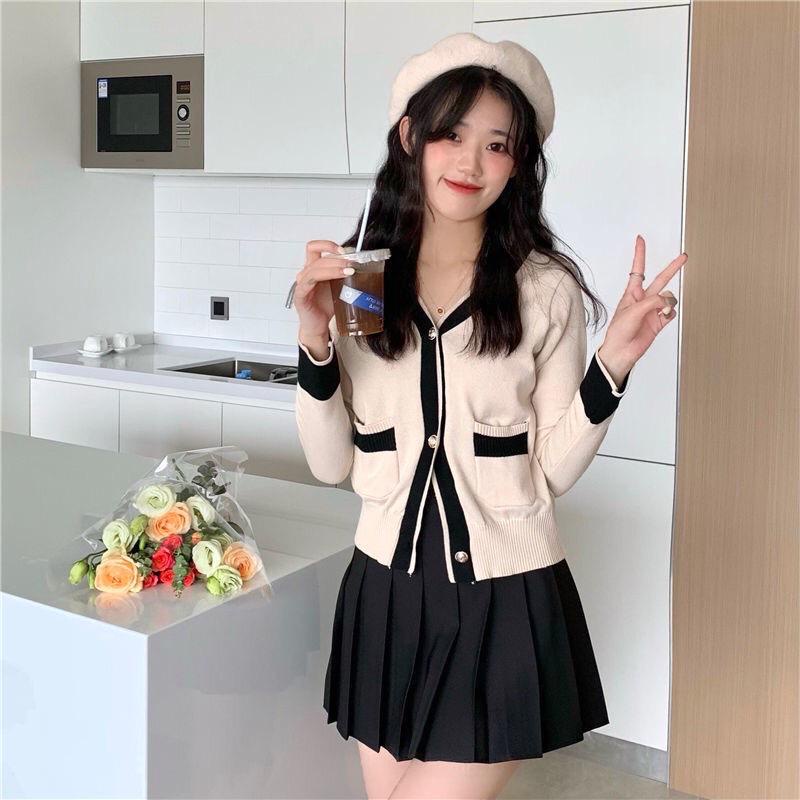 Baju wanita korea Cardigan rajut wanita Cardigan/Atasan Rajut Outer ​lengan Panjang Atasan wanita lengan panjang/ Atasan wanita korea/Sweater rajut/Cardigan panjang rajut crop