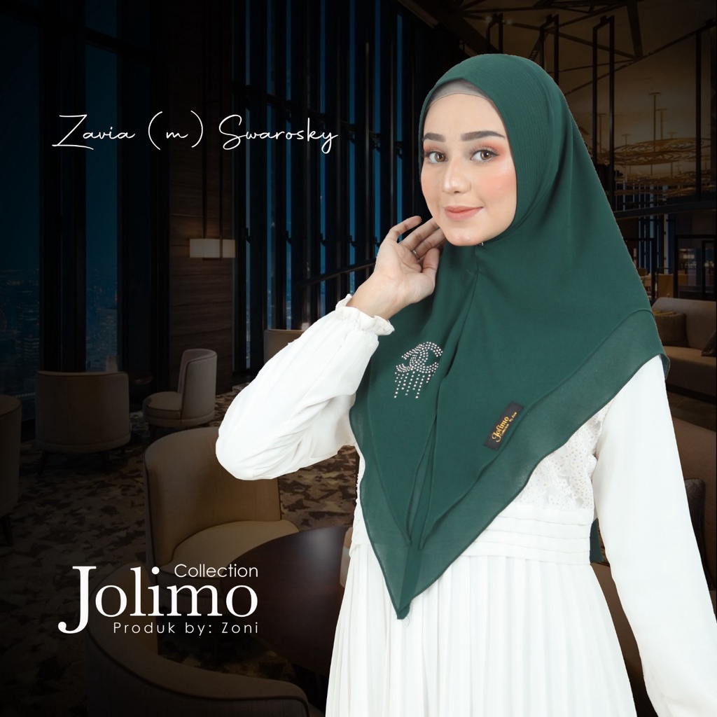 Khimar Zavia Mini Swarovski – Jilbab Ceruty 2 Layer Pet Antem / Hijab Instan / Kerudung Instan Premi