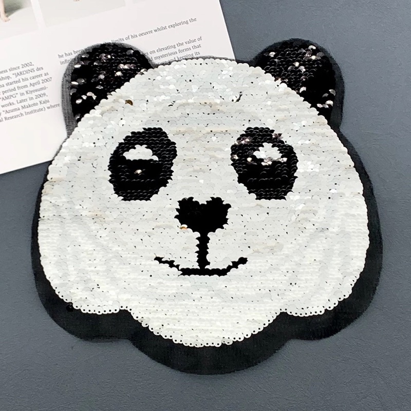 Flip Sequin Fashion Tiger Panda Clothing Embroidered Patch DIY Trend Sewing Hoodies T-shirt Patches on clothes