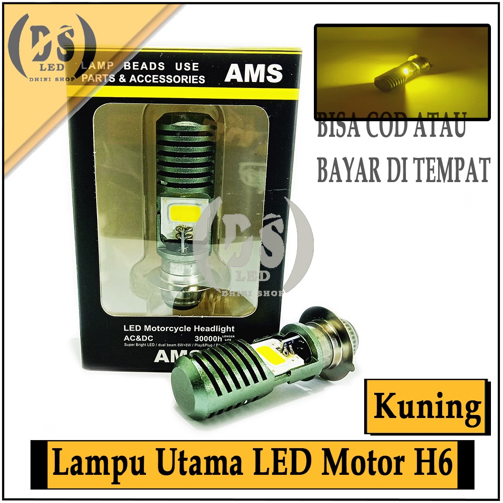 Lampu Led Motor Beat/Lampu Led Depan AMS sinar KUNING bisa AC/DC untuk Motor Bebek dan Matic
