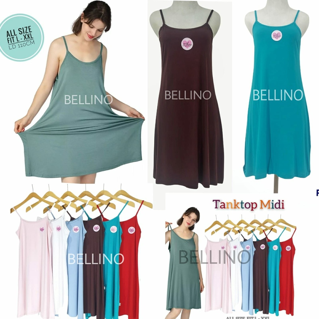 Tanktop Panjang Wanita Tentop Longdress Tali Kecil / Longdres Tunik Tali Kecil / Tanktop Midi Wanita Allsize Jumbo Fit XXL 3L Premium Banyak Pilihan Warna Longdress Muat Jumbo Super Soft Tanktop Tali Model Panjang Fit 3L Jumbo Strech Sleepdress