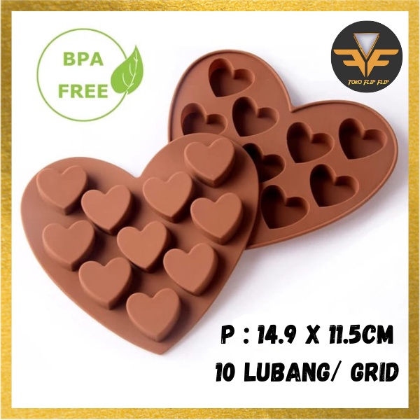 Cetakan Coklat Silicone Love 10 Grid Cetakan Coklat Jelly Pudding es Batu Love 10 Lubang Silicone Molds Baking Chocolate