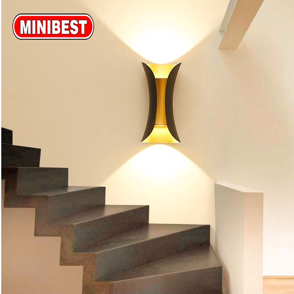 [MB] LAMPU LED DINDING MODERN / LAMPU DINDING LED MINIMALIS / LAMPU TANGGA BLACK GOLD 10W