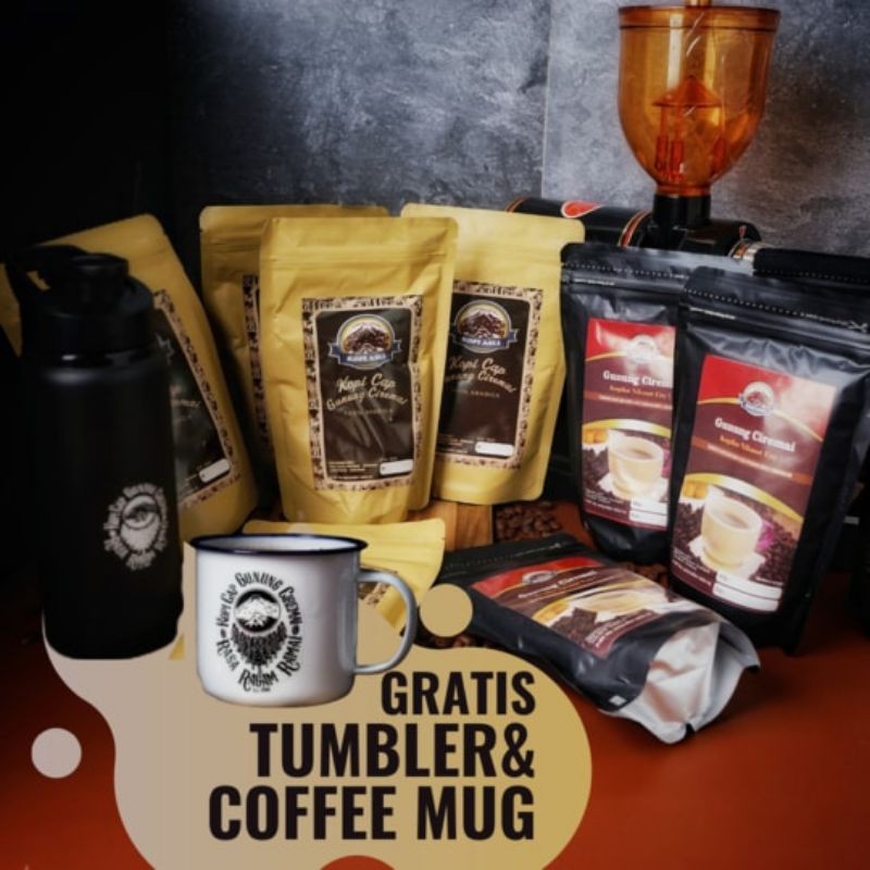 

Paket Kopi Ramai : 5pcs Robusta + 5pcs Arabika BONUS MUG & TUMBLER EKSLUSIF