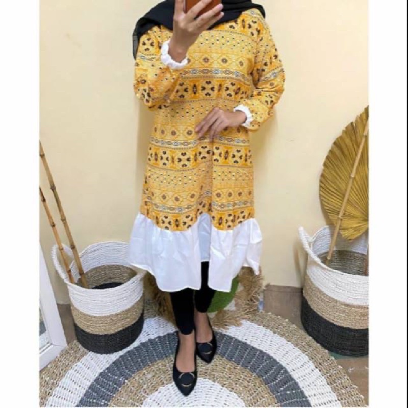 TUNIK MOTIF ETNIK REMPEL WANITA