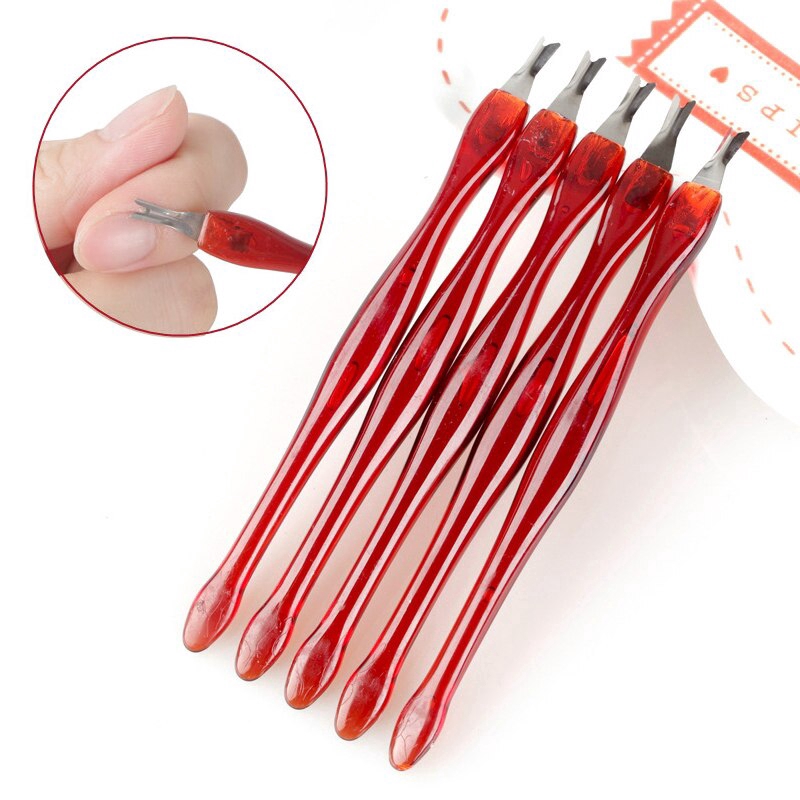 5pcs Cuticle Pusher Portable Remover Stainless Steel Alat Manikur Nail Art Forks Shovel Trimmer Kutikula Trim Kulit Mati