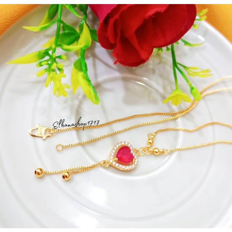 KALUNG LOVE PERMATA RED DELIMA LAPIS EMAS18K ANTI KARAT