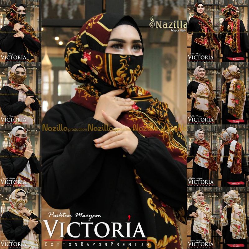 Jilbab Pashmina Instan Maryam Victoria Free Masker Ori Nazilla
