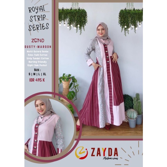 ZG74 - DISKON GAMIS ZAYDA TERBARU | CREAM BLACK - DUSTY MAROON - RED CREAM - BLUE NAVY