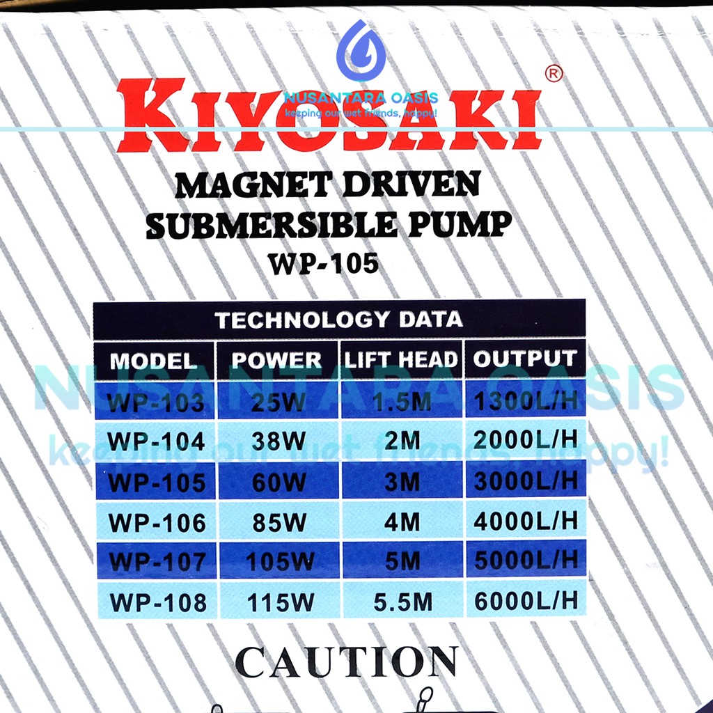 POMPA AIR CELUP AQUARIUM KIYOSAKI WP 105 SUBMERSIBLE PUMP