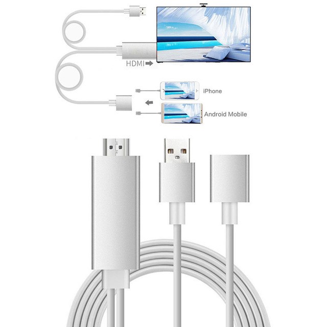 HDMI HDTV Kabel mirroring for iOS and Android, kabel hp ke tv full hd