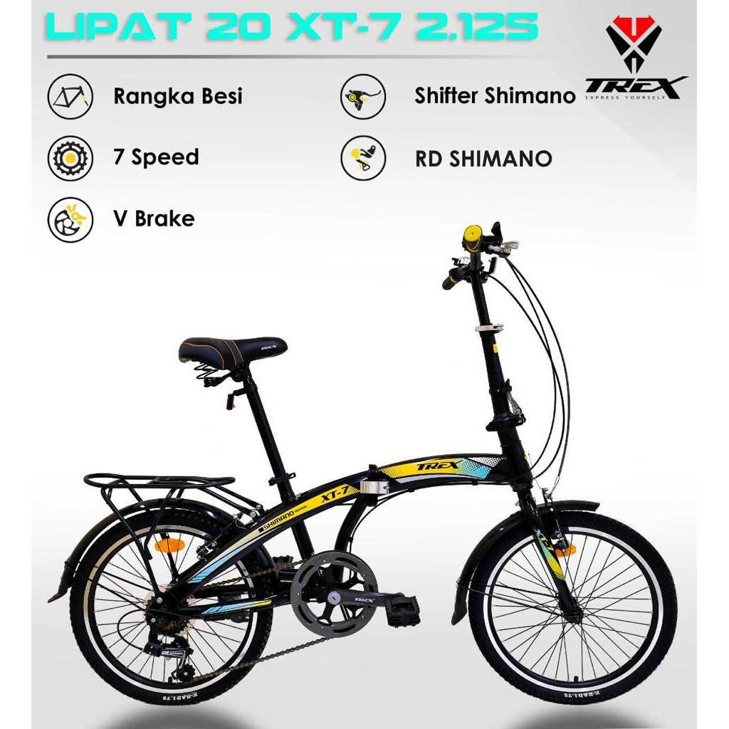 SEPEDA LIPAT TREX XT 7 SHIMANO 7 SPEED FOLDING BIKE