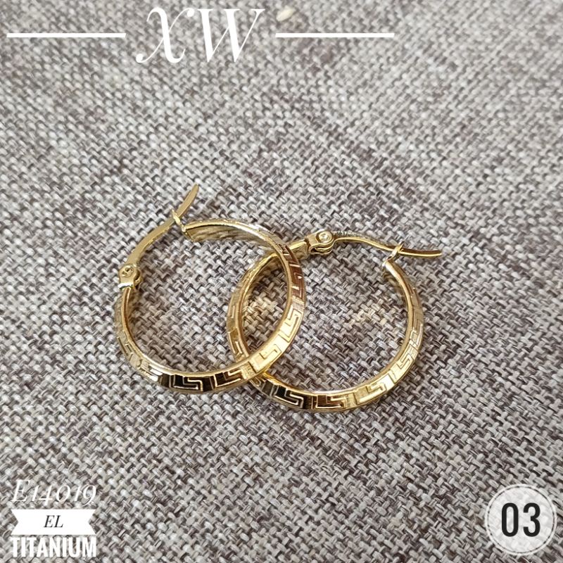 Anting Titanium Gipsy dm 2cm warna Gold E14019-3