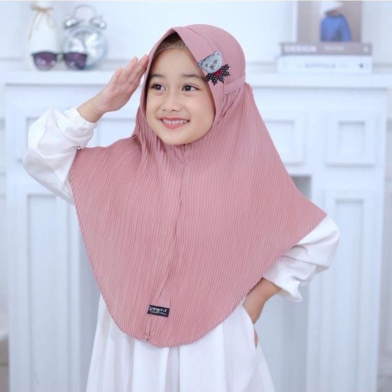 Hijab Jilbab Anak Plisket Bergo Ped Boneka KERUDUNG ANAK PLISKET BERGO INSTAN