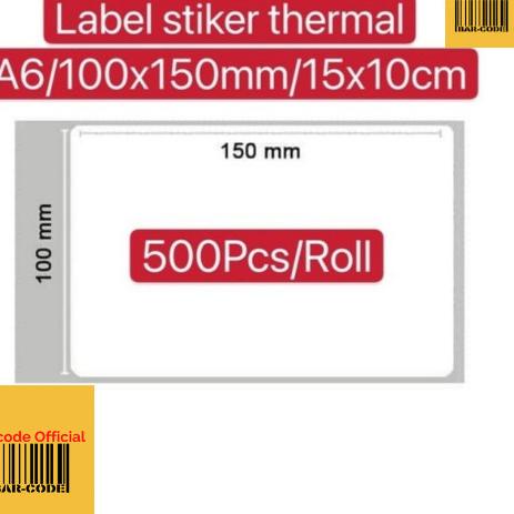 

☺ 100 x 150 Thermal Label Direct Bare 100x150 isi 500 pcs Resi A6 ✹