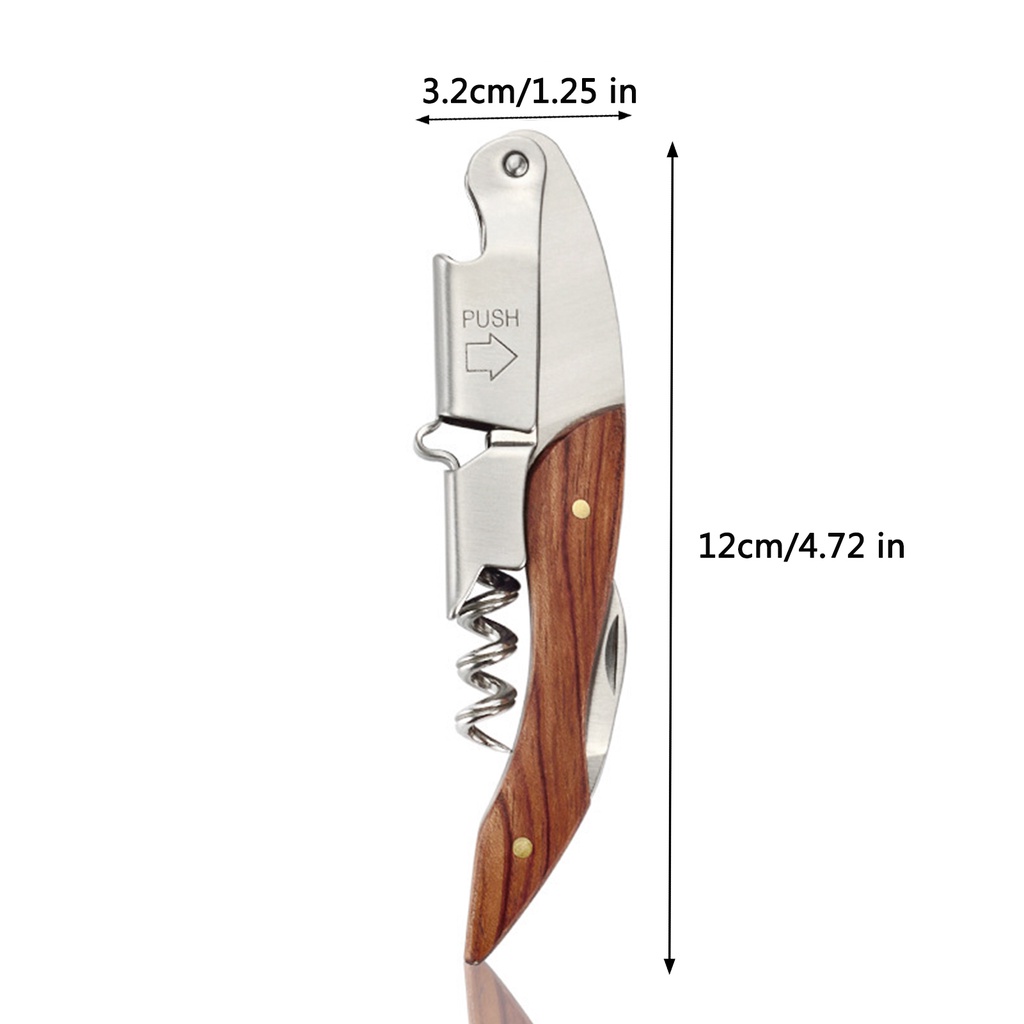 Alat Pembuka Botol Bir / Wine Multifungsi Portabel Dengan Gagang Kayu
