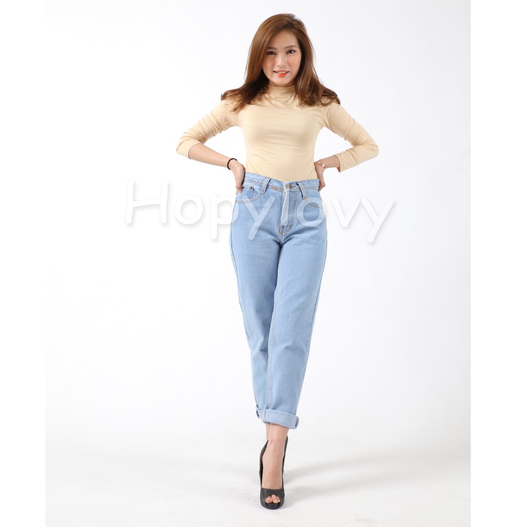 HOPYLOVY - Celana Boyfriend Wanita /  Plain Boyfriend Jeans / BF Polos