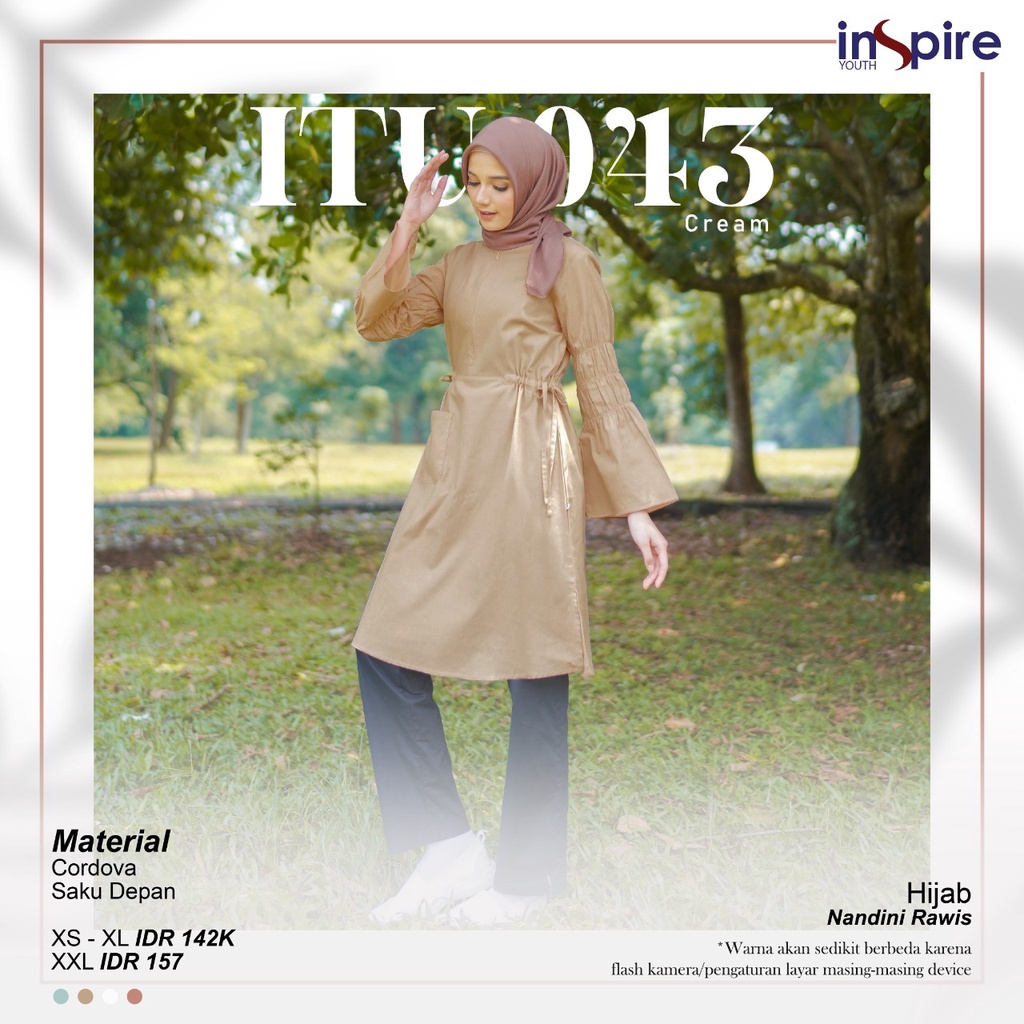 Inspire ITU 43 Tunik Wanita Bahan Cordova Atasan Muslimah Syari Polos