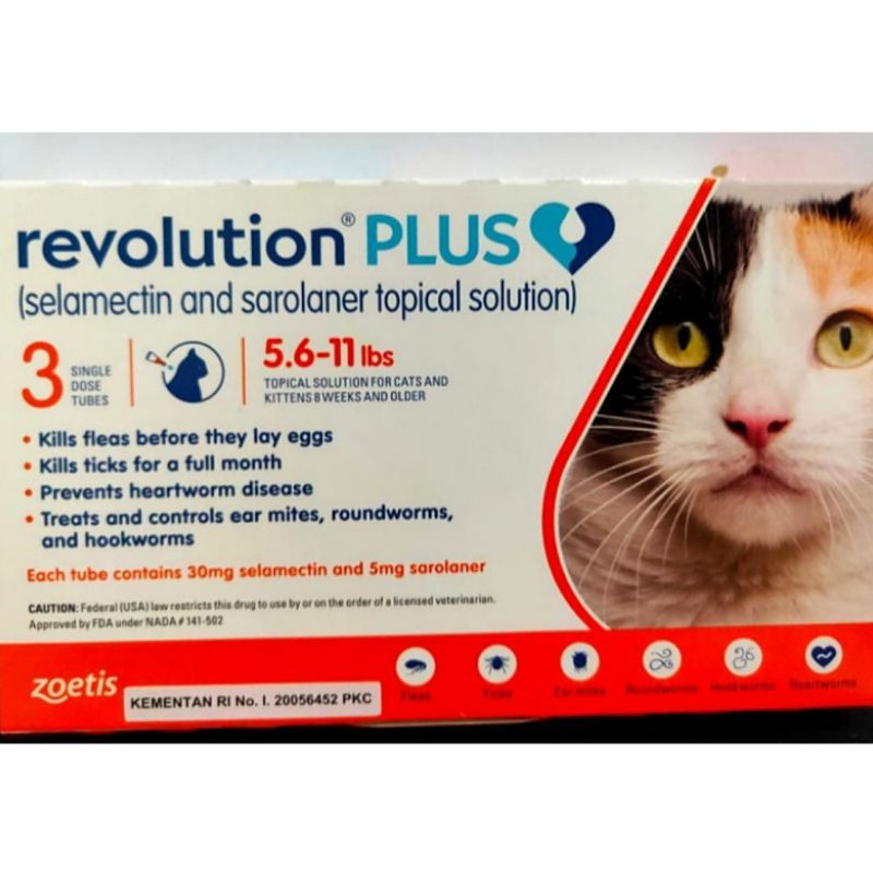 Promo Revolution Plus Kucing 5.6-11 Lbs (1 box) Isi 3 Tube