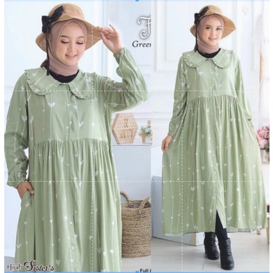 Midi dress/ midi dress rayon/ midi dress jumbo/ midi dress muslim / Dress muslimah / midi dress ld 120cm / dress jumbo/ midi dres/ dress rayon-MIDI HILSA