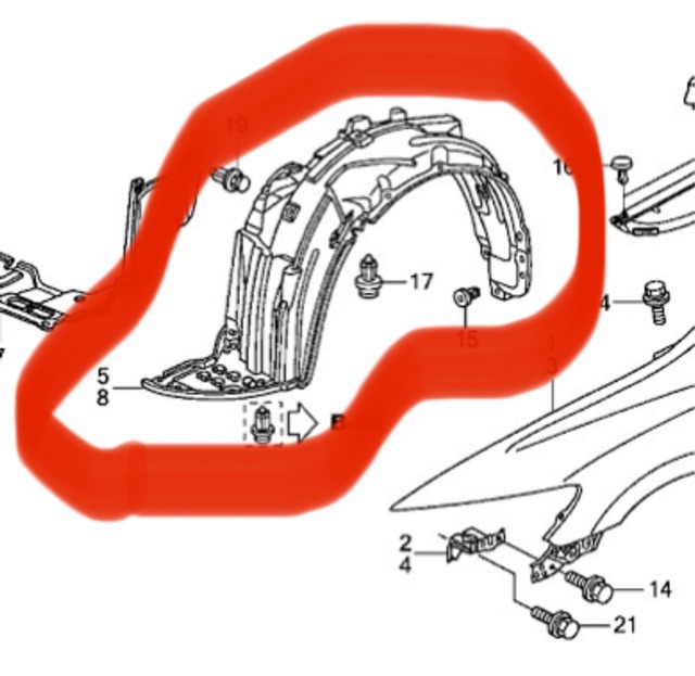 Inner Liner Linner Fender Plastik Spakbor Depan Honda City GM6 2014 2015 2016 2017 2018 2019