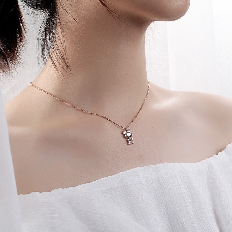 [New] Kalung titanium bunny berlian import korea hadiah wanita cewek 316L anti karat KK083