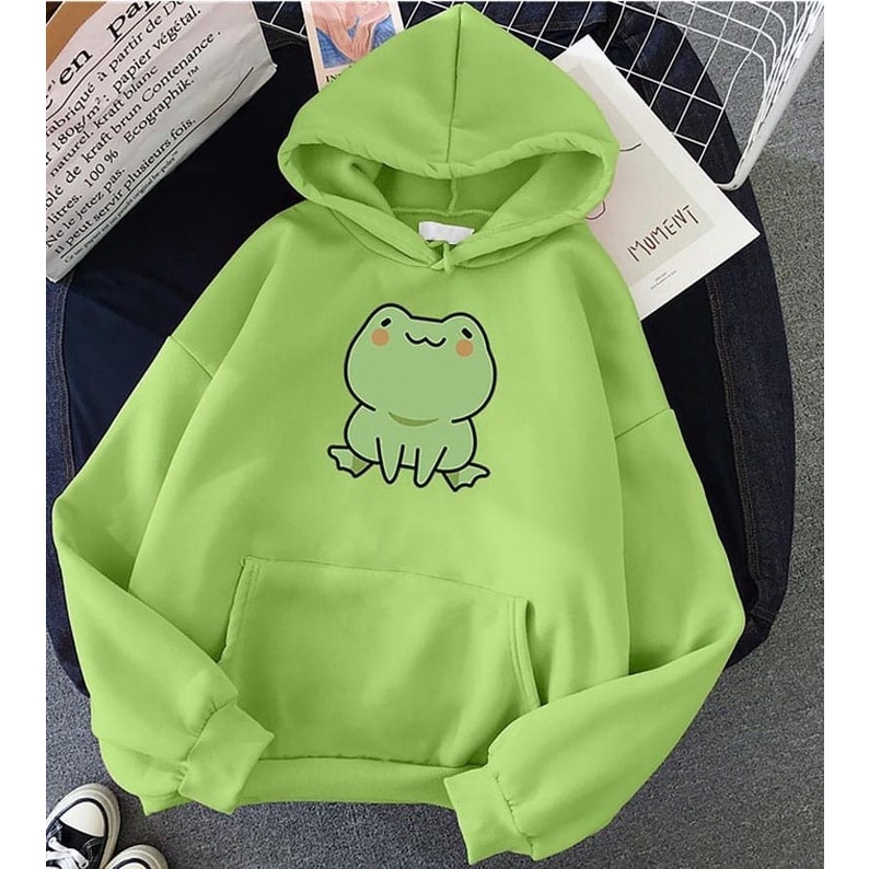 CUTE Frog Sweater Hoodie II Jumper hoodie Edisi Animal Katak Lucu M-Xl ( Pria &amp; Wanita )