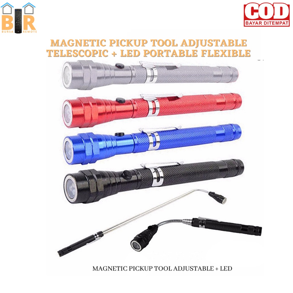 MAGNETIC PICKUP TOOL ADJUSTABLE / TELESCOPIC + LED PORTABLE FLEXIBLE