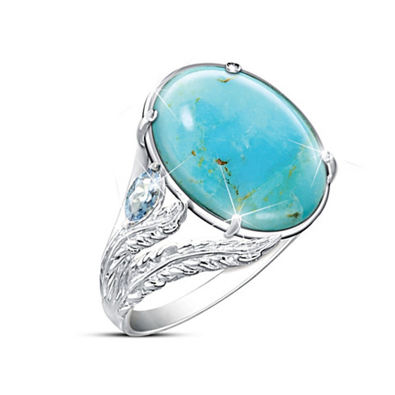 Cincin Batu Permata Turquoise Untuk Wanita