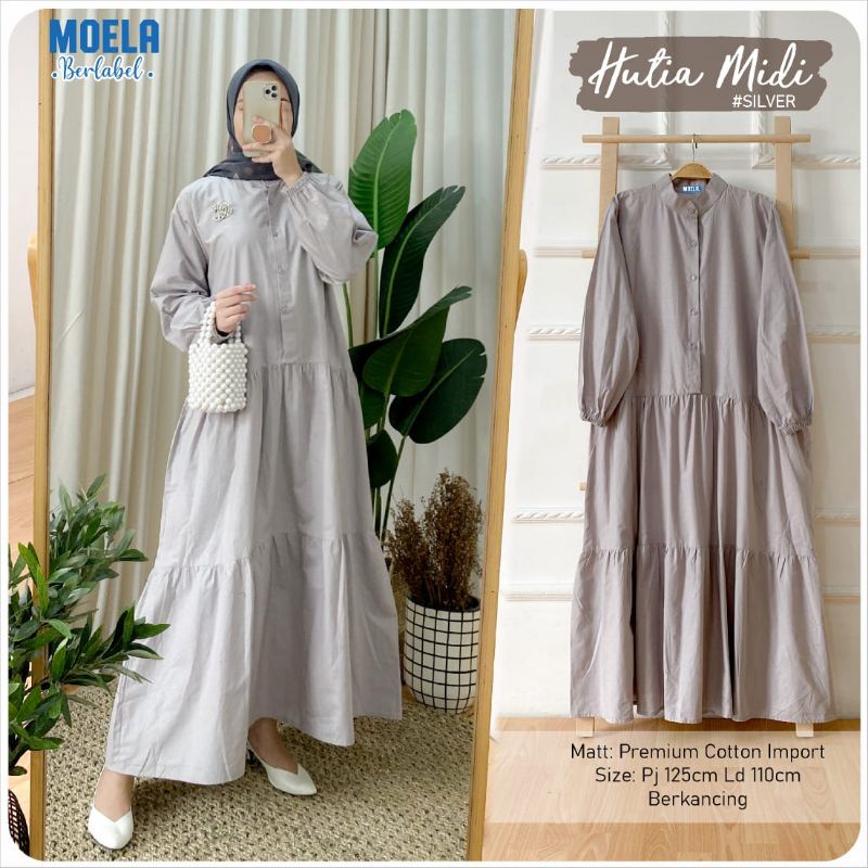 Midi dress polos gamis baju panjang moela original