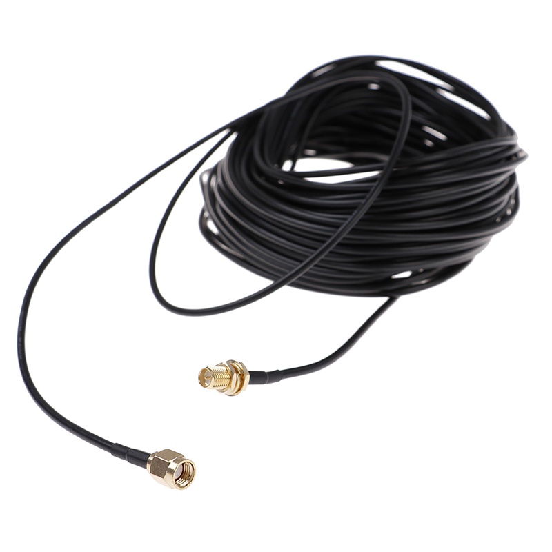(LUCKID) 1pc Kabel extension Antena router WiFi RG174 RP-SMA male Ke male Panjang 20m