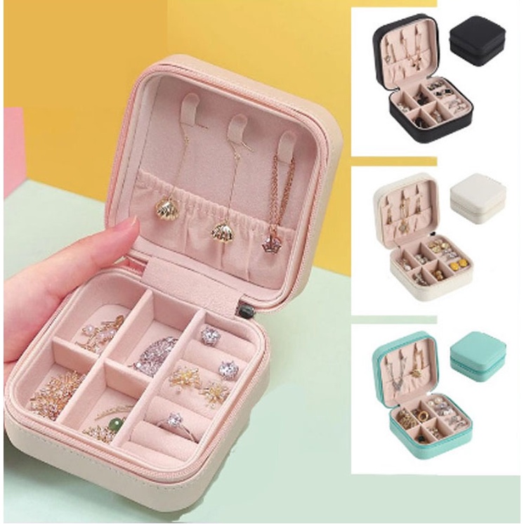 Portabel Perjalanan Mini Kotak Perhiasan Kulit Perhiasan Cincin Organizer Case Kotak Perhiasan Mini Big Sale