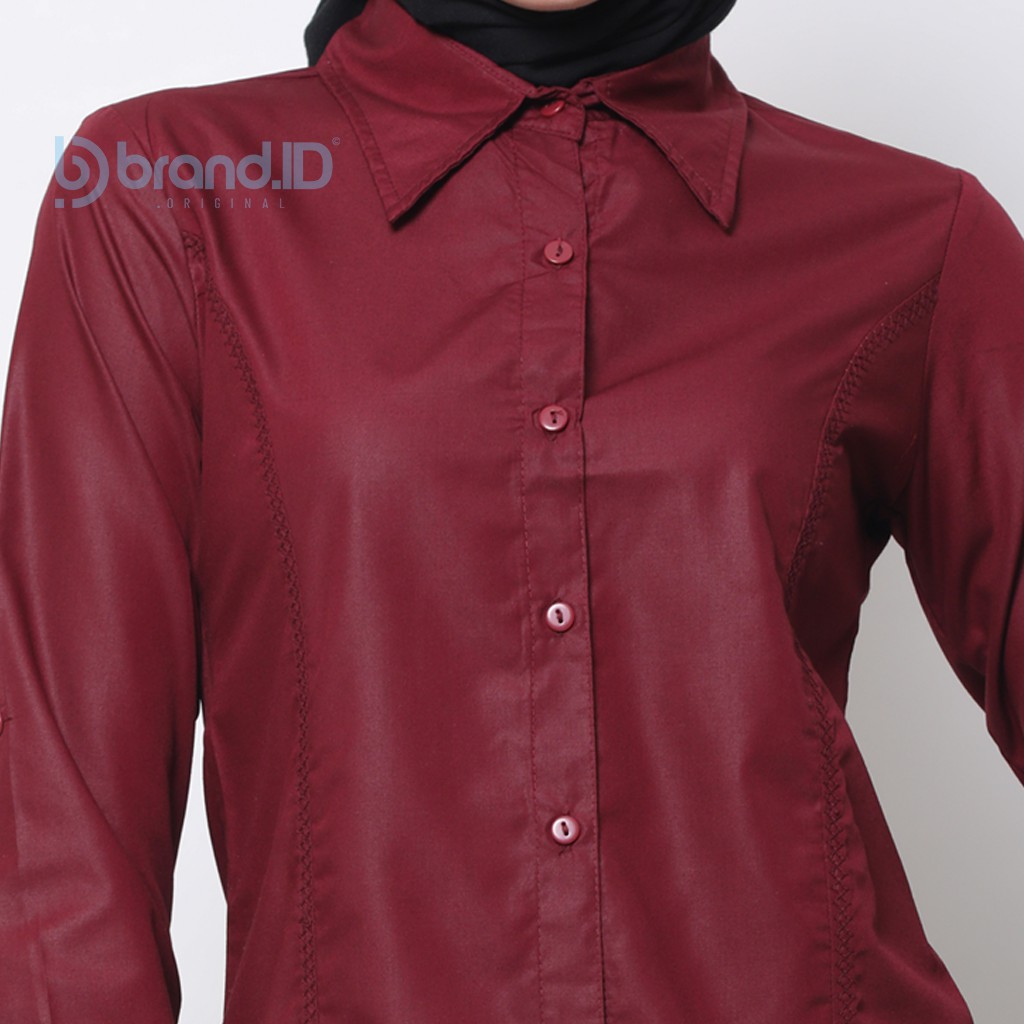 KEMEJA WANITA MAROON DAN WARNA POLOS TANGAN PANJANG KATUN / BAJU KANTOR FORMAL KERJA CEWEK JUMBO